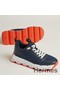 Hermes Men's Impulse Sneakers in Navy Fabric and Leather Replica