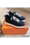Hermes Men's Impulse Sneakers in Navy Fabric and Leather Replica