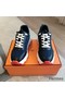 Hermes Men's Impulse Sneakers in Navy Fabric and Leather Replica