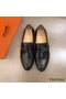 Hermes Men's Monterey Loafers In Black Calfskin Replica