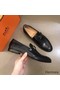 Hermes Men's Monterey Loafers In Black Calfskin Replica