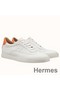 Hermes Men's Quicker Sneakers In White Calfskin Replica