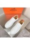 Hermes Men's Quicker Sneakers In White Calfskin Replica