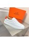 Hermes Men's Quicker Sneakers In White Calfskin Replica