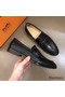 Hermes Men's Sydney Loafers In Black Calfskin Replica