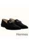Hermes Men's Tenor Loafers In Black Suede Leather Replica