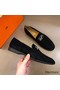 Hermes Men's Tenor Loafers In Black Suede Leather Replica