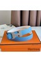Hermes Mini Constance 24mm Belt in Blue Epsom Leather and White Swift Leather Replica
