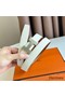 Hermes Mini Constance 24mm Belt in White Epsom Leather and Gold Swift Leather Replica