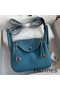 Hermes Mini Lindy Handmade Bag In Blue Jean Clemence Leather Replica