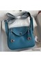 Hermes Mini Lindy Handmade Bag In Blue Jean Clemence Leather Replica