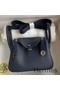 Hermes Mini Lindy Handmade Bag In Blue Nuit HHL19clbnClemence Leather Replica
