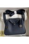 Hermes Mini Lindy Handmade Bag In Blue Nuit HHL19clbnClemence Leather Replica