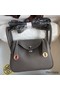 Hermes Mini Lindy Handmade Bag In Etain Clemence Leather Replica