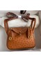 Hermes Mini Lindy Handmade Bag In Gold Ostrich Leather Replica