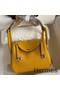 Hermes Mini Lindy Handmade Bag In Jaune Ambre Clemence Leather Replica