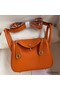 Hermes Mini Lindy Handmade Bag In Orange Clemence Leather Replica