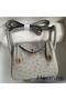 Hermes Mini Lindy Handmade Bag In Pearl Grey Ostrich Leather Replica
