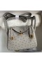 Hermes Mini Lindy Handmade Bag In Pearl Grey Ostrich Leather Replica