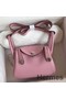 Hermes Mini Lindy Handmade Bag In Pink Clemence Leather Replica