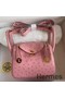 Hermes Mini Lindy Handmade Bag In Rose Sakura Ostrich Leather Replica