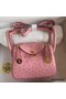 Hermes Mini Lindy Handmade Bag In Rose Sakura Ostrich Leather Replica
