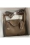 Hermes Mini Lindy Handmade Bag In Taupe Clemence Leather Replica