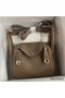 Hermes Mini Lindy Handmade Bag In Taupe Clemence Leather Replica
