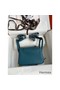 Hermes Mini Lindy Handmade Bag In Vert Bosphore Clemence Leather Replica