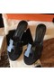 Hermes Oasis Sandals In Black Epsom Leather Replica