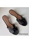 Hermes Oasis Sandals In Black Swift Leather Replica