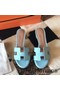 Hermes Oasis Sandals In Blue Atoll Epsom Leather Replica