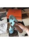 Hermes Oasis Sandals In Blue Atoll Epsom Leather Replica