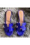 Hermes Oasis Sandals In Blue Matte Niloticus Crocodile Replica