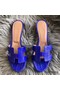 Hermes Oasis Sandals In Blue Matte Niloticus Crocodile Replica