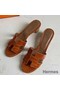 Hermes Oasis Sandals In Brown Shiny Niloticus Crocodile Replica