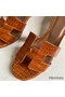 Hermes Oasis Sandals In Brown Shiny Niloticus Crocodile Replica