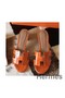 Hermes Oasis Sandals In Orange Shiny Niloticus Crocodile Replica