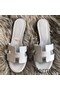 Hermes Oasis Sandals In Pearl Grey Epsom Leather Replica