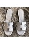 Hermes Oasis Sandals In Pearl Grey Epsom Leather Replica
