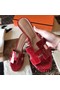 Hermes Oasis Sandals In Red Shiny Niloticus Crocodile Replica