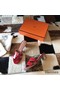 Hermes Oasis Sandals In Red Shiny Niloticus Crocodile Replica