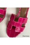 Hermes Oasis Sandals In Rose Red Shiny Niloticus Crocodile Replica