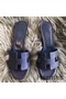 Hermes Oasis Sandals In Sapphire Epsom Leather Replica