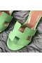 Hermes Oasis Sandals In Vert Criquet Epsom Leather Replica