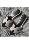 Hermes Oasis Sandals In White Suede with Rhinestone Replica
