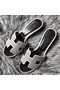 Hermes Oasis Sandals In White Suede with Rhinestone Replica