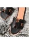 Hermes Oran Perforated Sandals In Black Swift Leather Replica