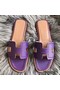 Hermes Oran Perforated Sandals In Purple Epsom Leather Replica