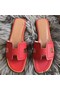 Hermes Oran Perforated Sandals In Red Epsom Leather Replica